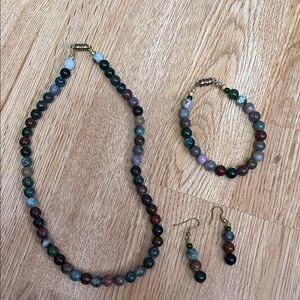 Multicolor Beaded Necklace, Bracelet, and Earrings Set